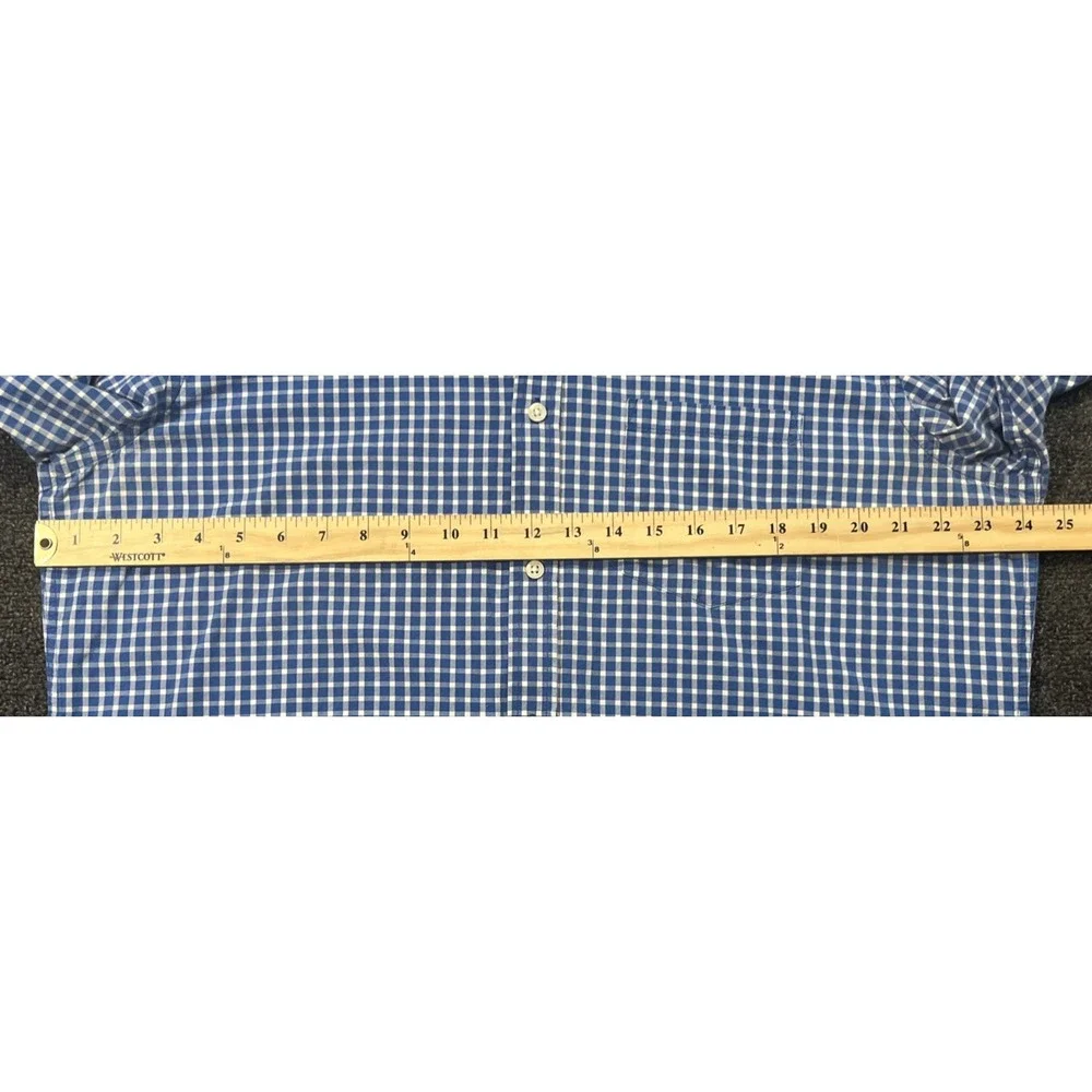 Banana Republic Mens XL Blue Gingham‎ Soft Wash Standard Fit Button Down Shirt